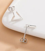 Vintage-Style Triangle Silver-Tone Earrings