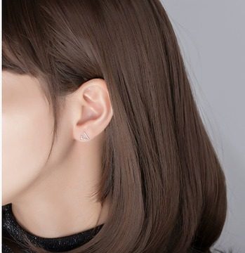 Vintage-Style Triangle Silver-Tone Earrings