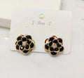 Vintage-Blüten-Ohrstecker mit Kristall, goldfarben