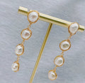 Gold-Tone Pearl Station Long Dangle Earrings