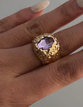 Vintage-Style Triple Purple Crystal Ring