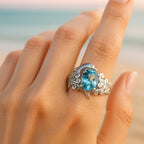 Dolphin Blue Crystal Silver-Tone Ring