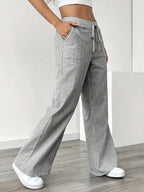 Striped Wide-Leg Trousers with Drawstring Waist