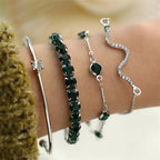 Armbandenset met groene edelsteenlook