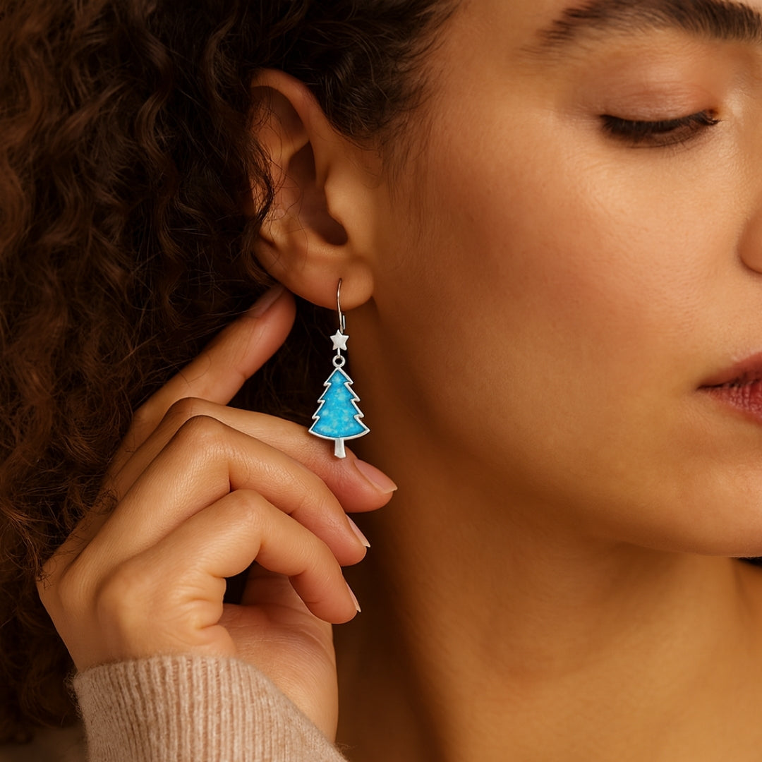 Oorbellen met blauwe opaallook
