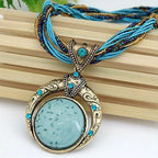 Marble-Look Stone Pendant Bohemian Necklace