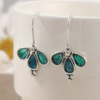 Teal Glass Floral Drop Earrings