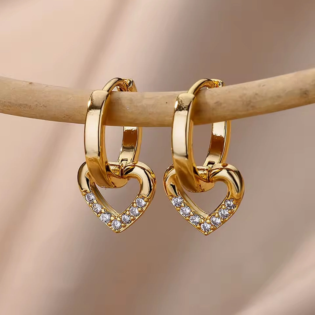 Bright Gold-Tone Heart Earrings