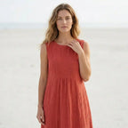 Mouwloze geborduurde maxi-jurk met oversized boho-snit