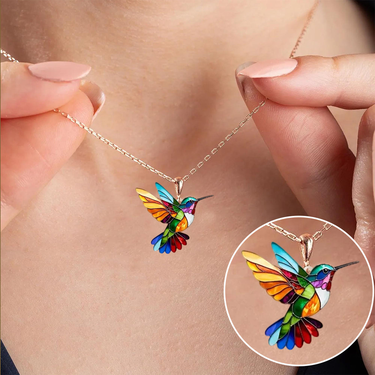 Handmade Colourful Hummingbird Necklace