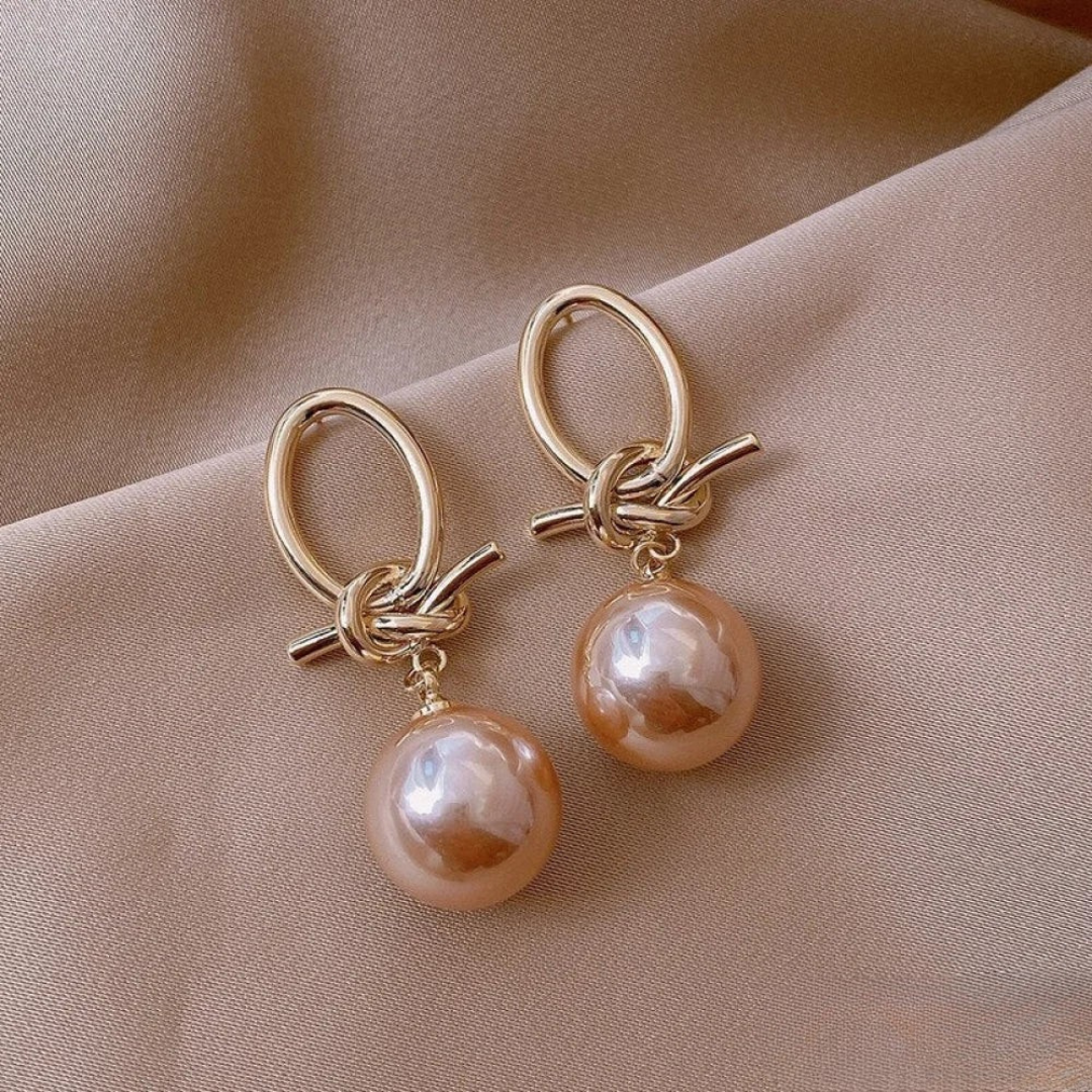 Pearl Drop Earrings with Twisted Loop