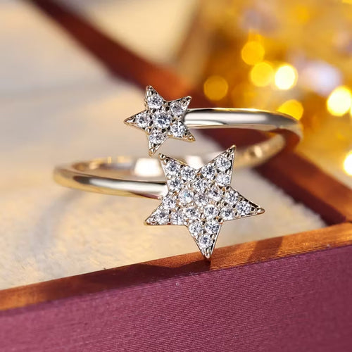Adjustable Twin Star Ring