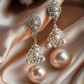 Rose Gold-Tone Pearl Dangle Earrings
