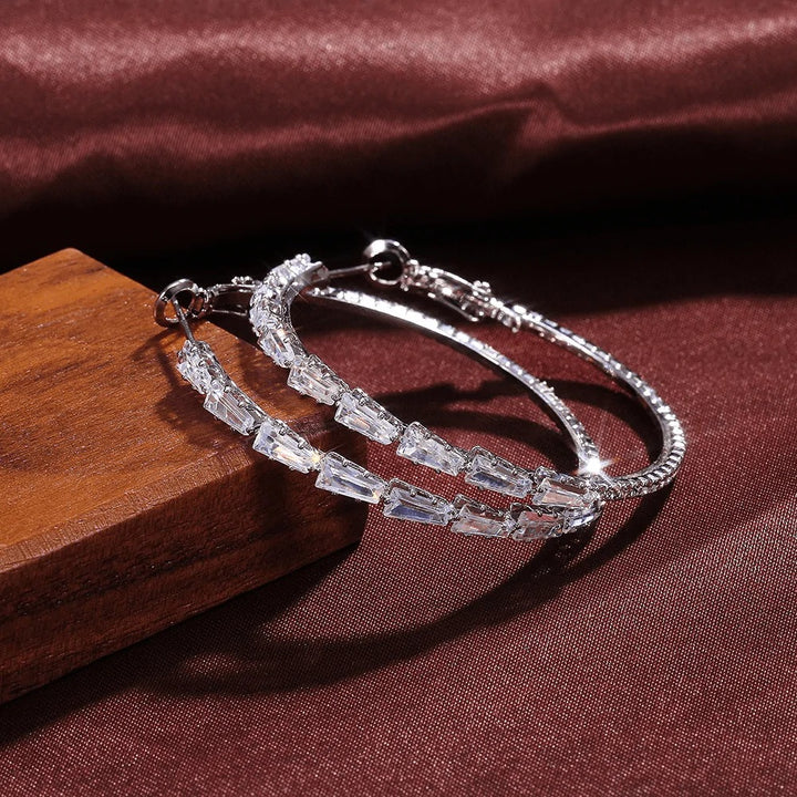 Pavé Twisted Hoop Earrings in White Gold Tone