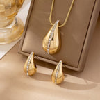 Gold-Tone Pavé Teardrop Jewellery Set