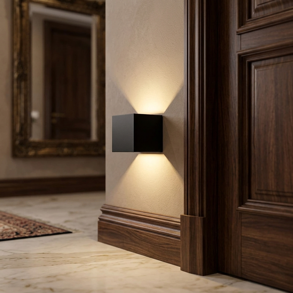 Minimalist Matte Black Cube Wall Sconce