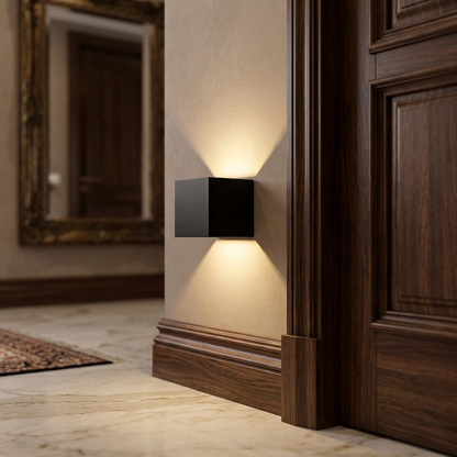Minimalist Matte Black Cube Wall Sconce