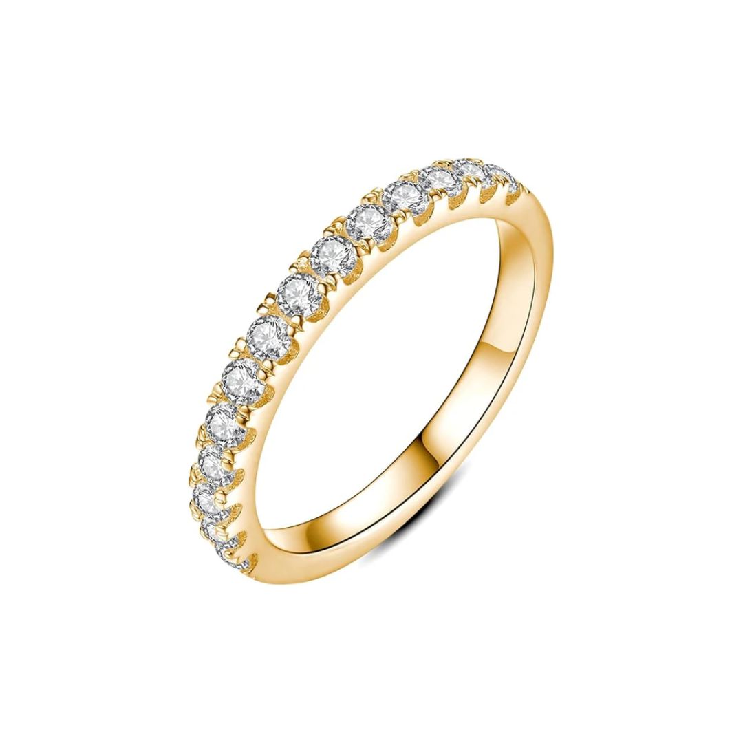 Anel Dourado com Cristal Incrustado