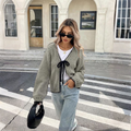 Knit Cardigan with Front Tie Fastening and Long Sleeves