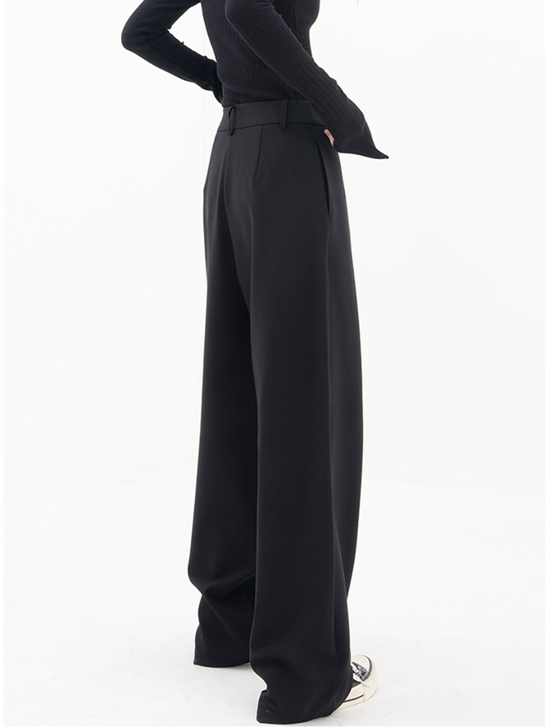 Asymmetric Wrap Wide-Leg Trousers