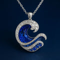 Sapphire-Look Wave Pendant Necklace