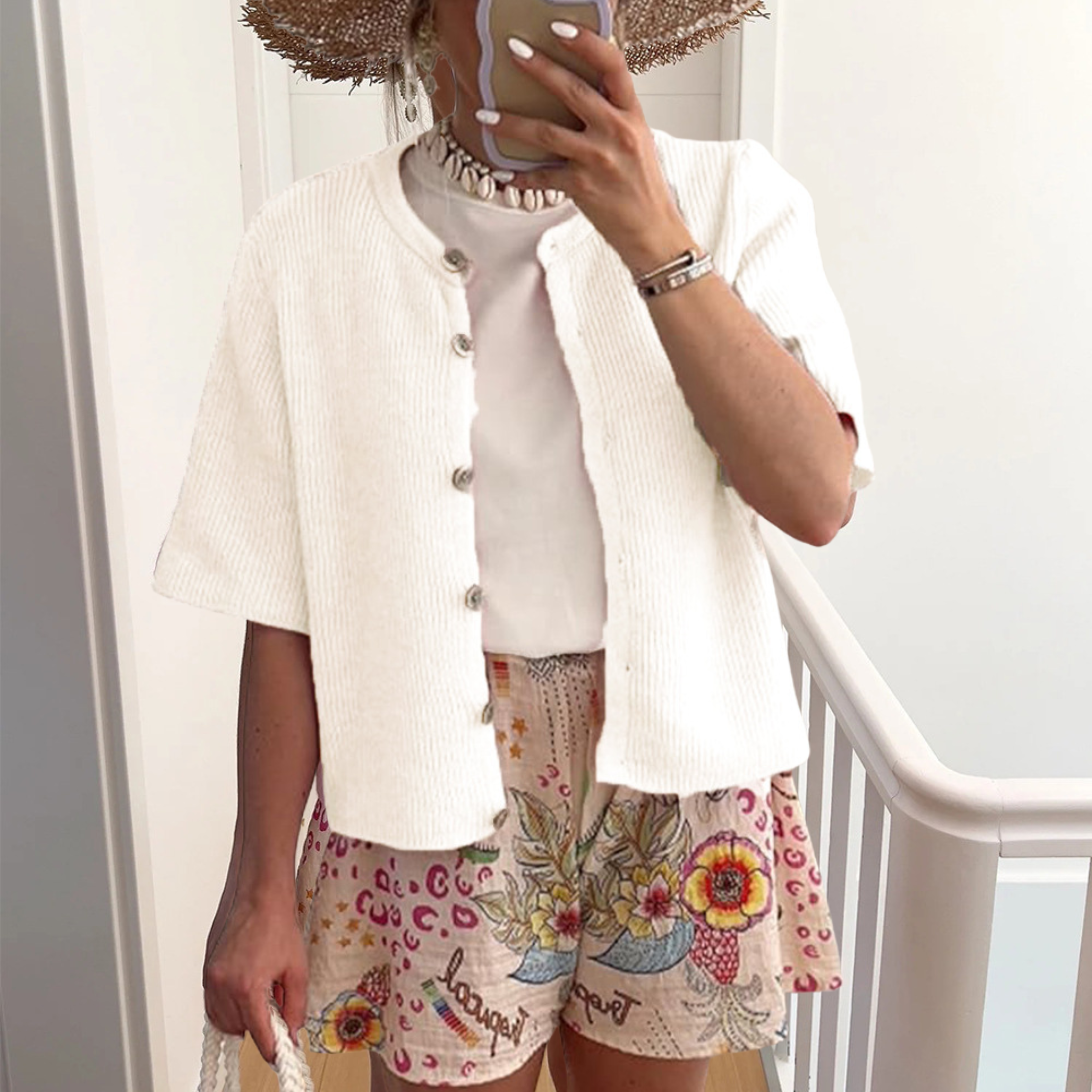 Short Sleeve Knit Cardigan with Lightweight Summer Drape