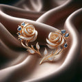 Rose Earrings with Blue Accent