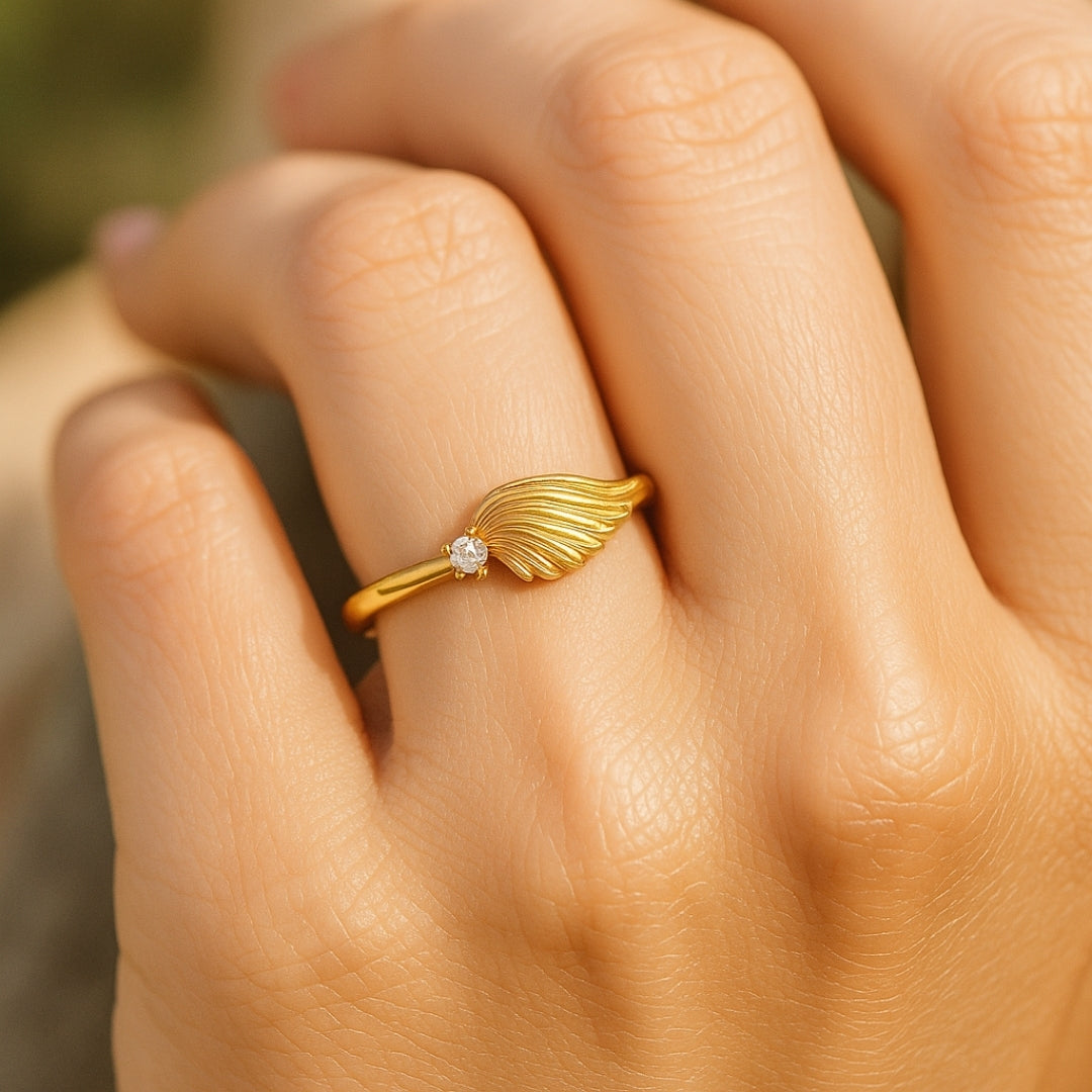 Angel Crystal Gold-Tone Ring