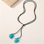 Vintage Bohemian Turquoise Heart Necklace and Earring Set