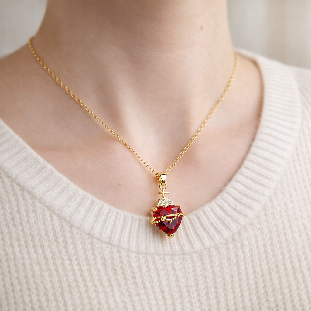 Gold-Plated Heart Faith Necklace