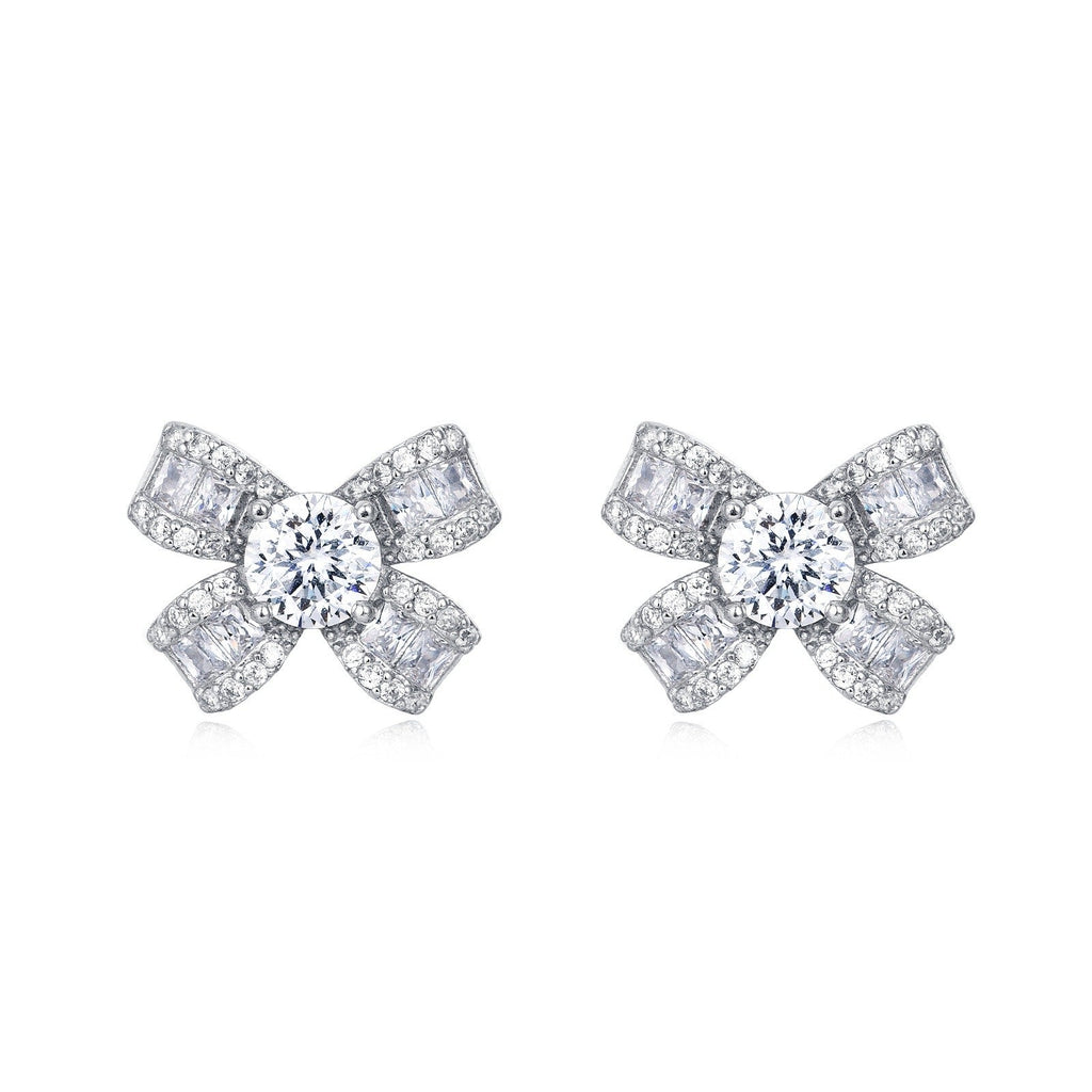925 Sterling Silver Floral Moissanite Earrings with Round Centre Stone