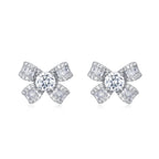 925 Sterling Silver Floral Moissanite Earrings with Round Centre Stone