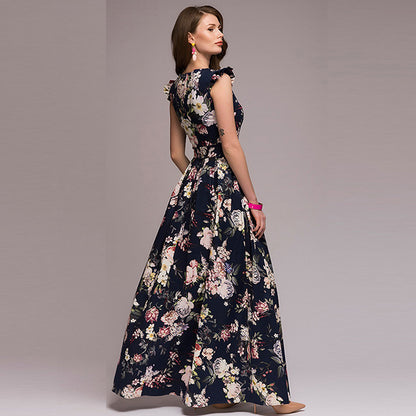Floral Print High Waist Swing Dress