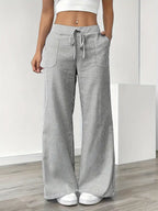 Striped Wide-Leg Trousers with Drawstring Waist