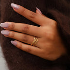Adjustable Double-Layer V-Shaped Statement Ring