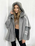 Oversized Winter Coat with Hood and Soft Fluffy Texture
