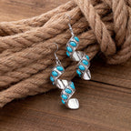 Bohemian Spiral Turquoise Inlay Pendant Earrings