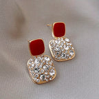 Square Glass Pendant Earrings in Many Colours