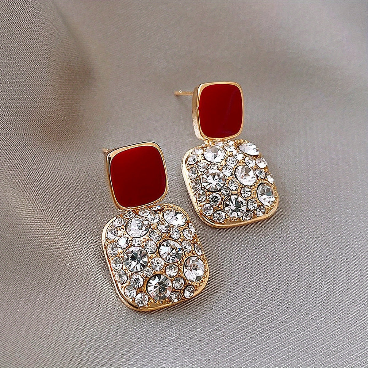 Square Glass Pendant Earrings in Many Colours