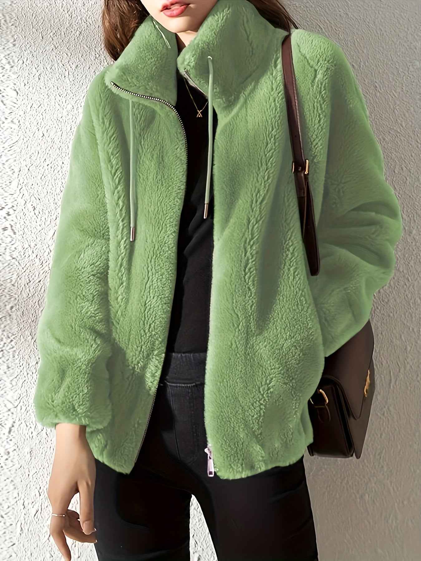 Zip-Front Jacket with a Relaxed Shape and Soft Warm Lining