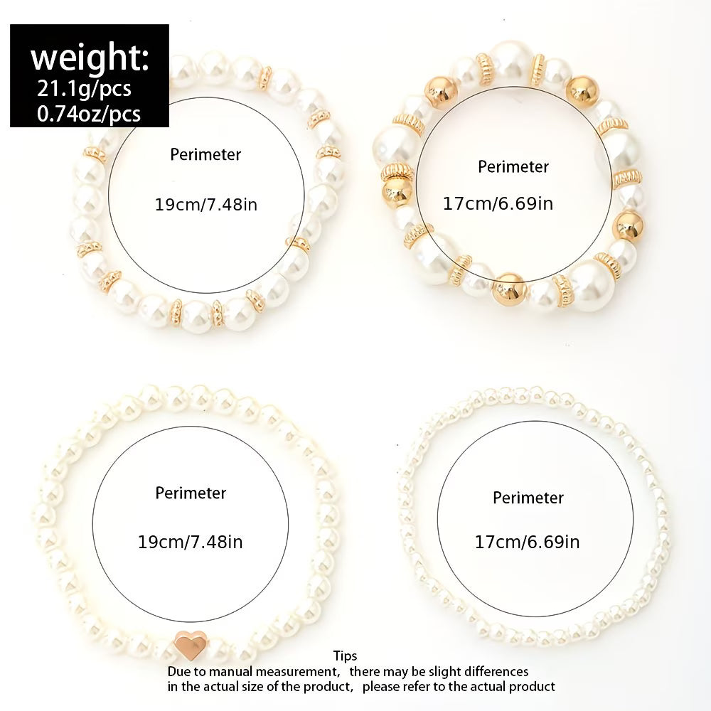 Pearl Stacking Bracelet Set of Four