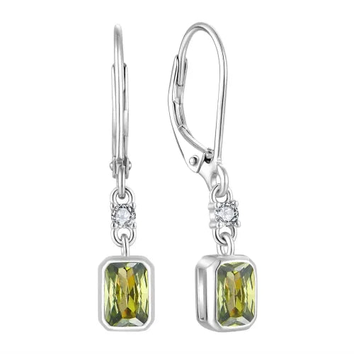 Round Moss Agate Earrings in Two Tones