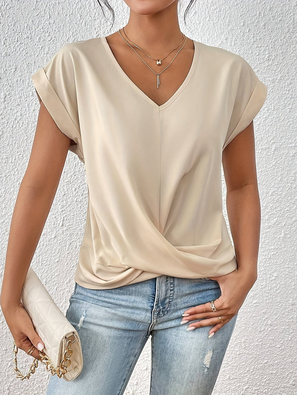 Top met sweetheart-hals, korte mouwen en lichte stretch