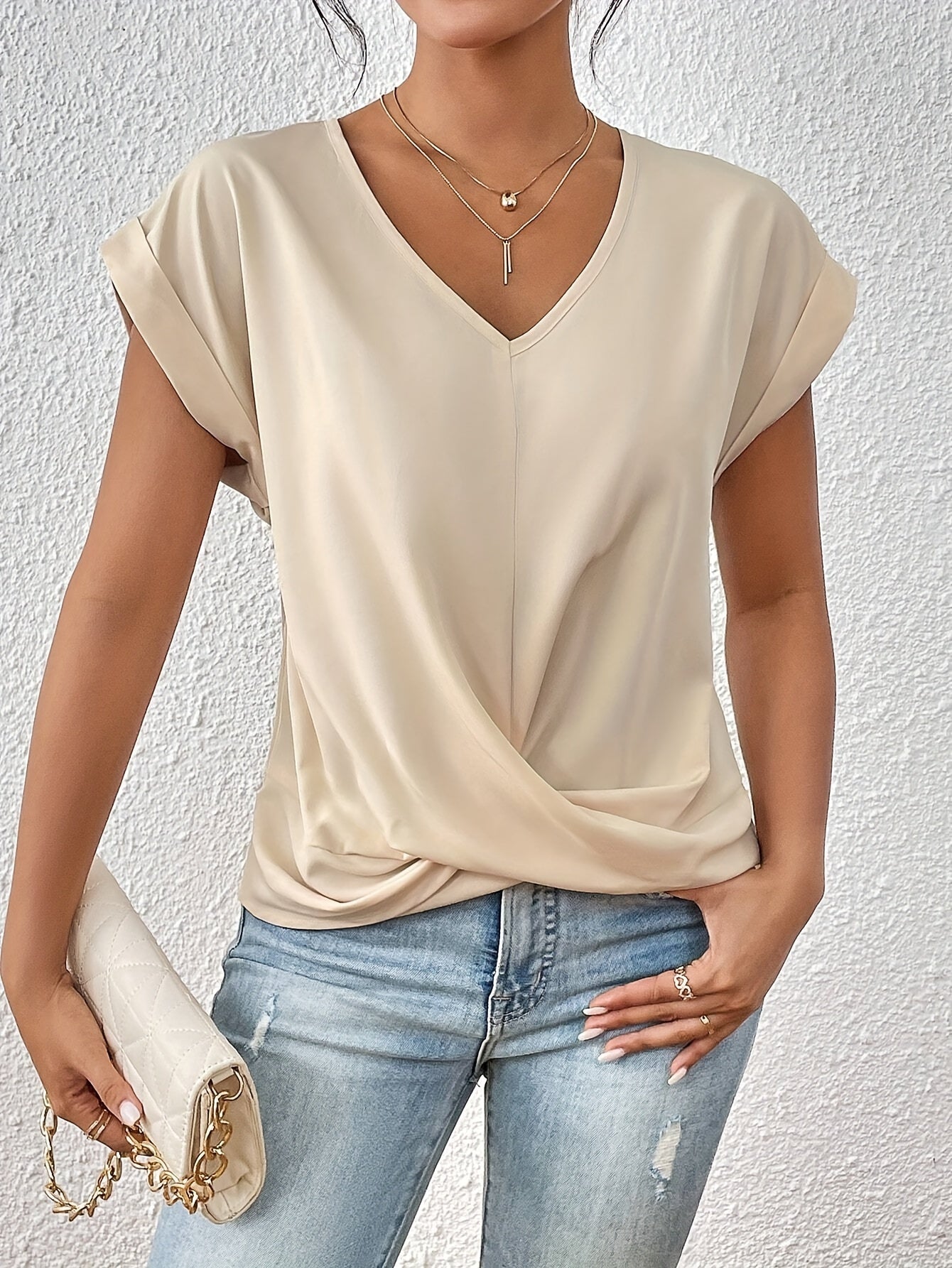 Top met sweetheart-hals, korte mouwen en lichte stretch