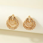 Circle Geometric Earrings in Gold Tone