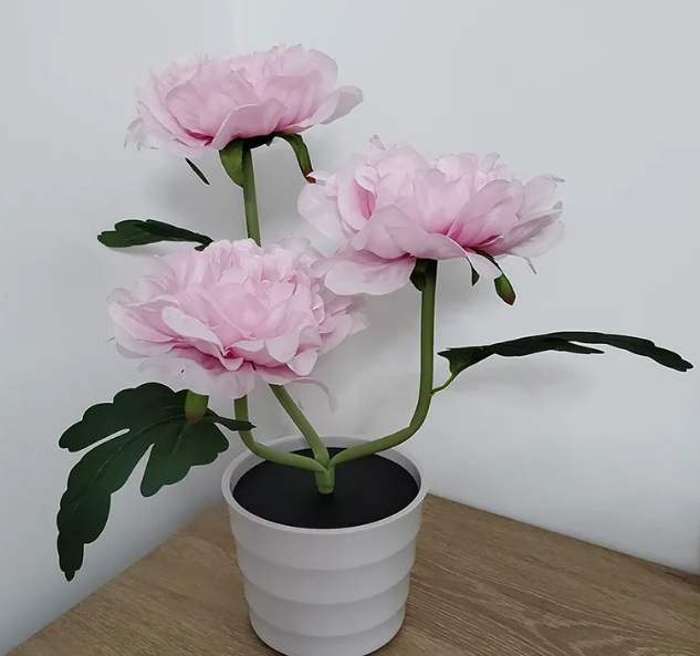 Artificial Peony Flower Table Lamp – Ambient LED Light, Bedside Decor