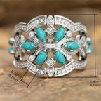 Vintage-Style Boho Turquoise Flowers and Vines Ring