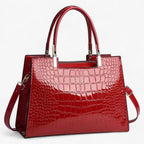 Glossy Croc-Effect Statement Handbag in Five Colours