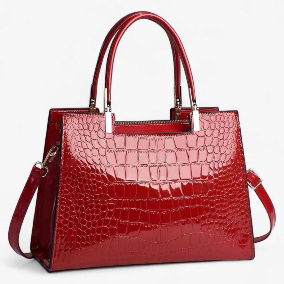 Glossy Croc-Effect Statement Handbag in Five Colours