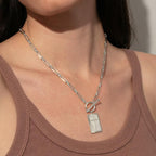 Gold-Tone Paperclip Chain Tag Pendant Necklace